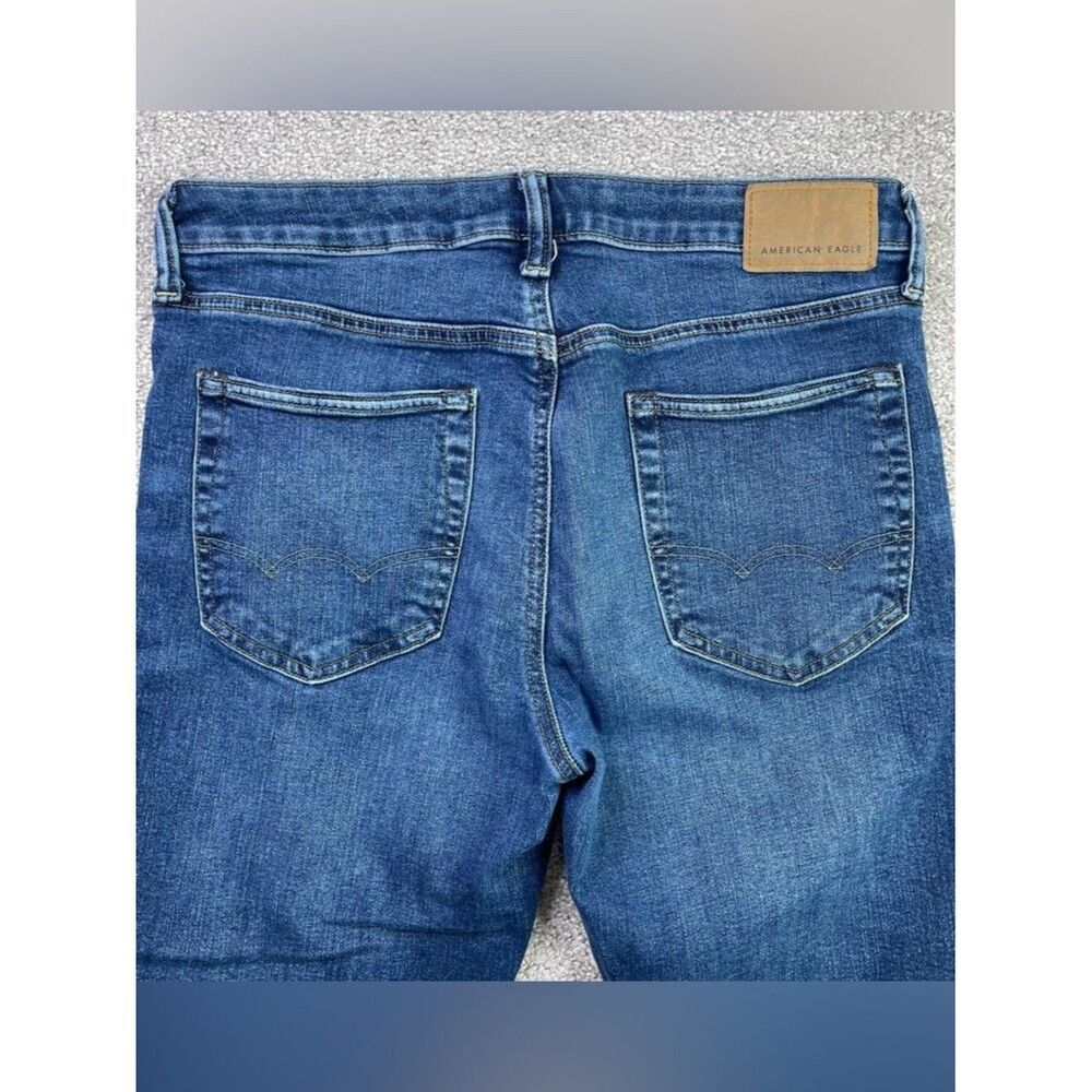 American Eagle AirFlex Jeans Men’s 32X28 Blue Slim Straight Mid-Rise Dark Wash - Picture 4 of 13